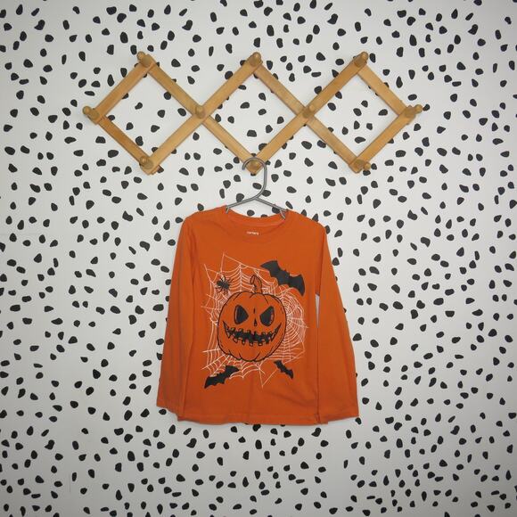 Carter's Other - Carter's Orange Halloween Pumpkin Spider Web Boys Long Sleeve Shirt